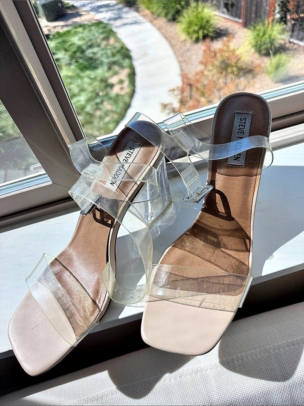 Steve Madden Lilah Clear Strap Block Heel Sandals